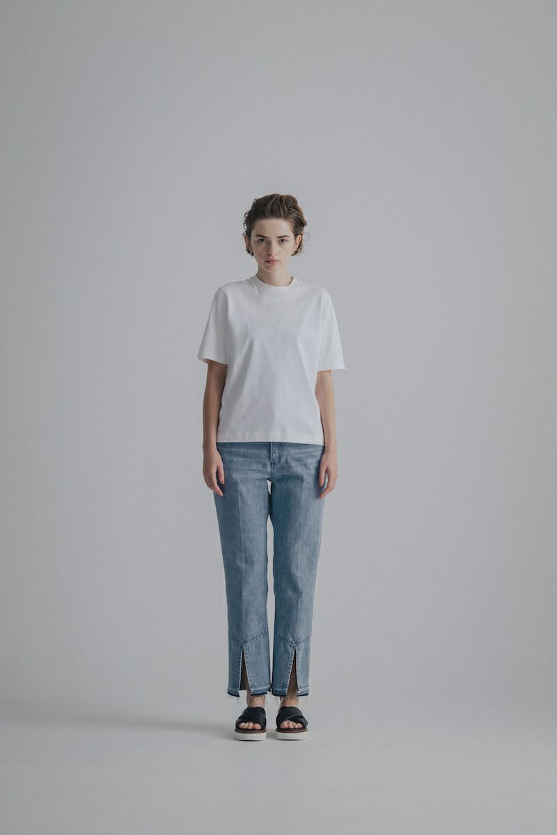 DENIM FRONT SLIT PANTS | CINOH
