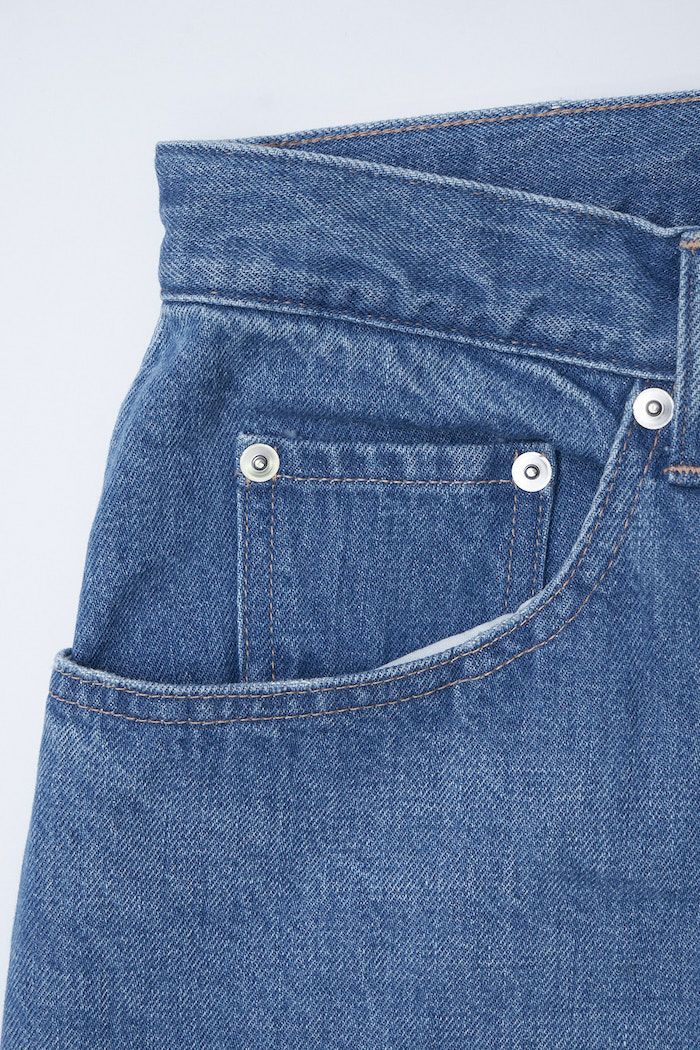 ORGANIC DENIM WIDE TAPERED PANTS［L.BLUE］ | CINOH