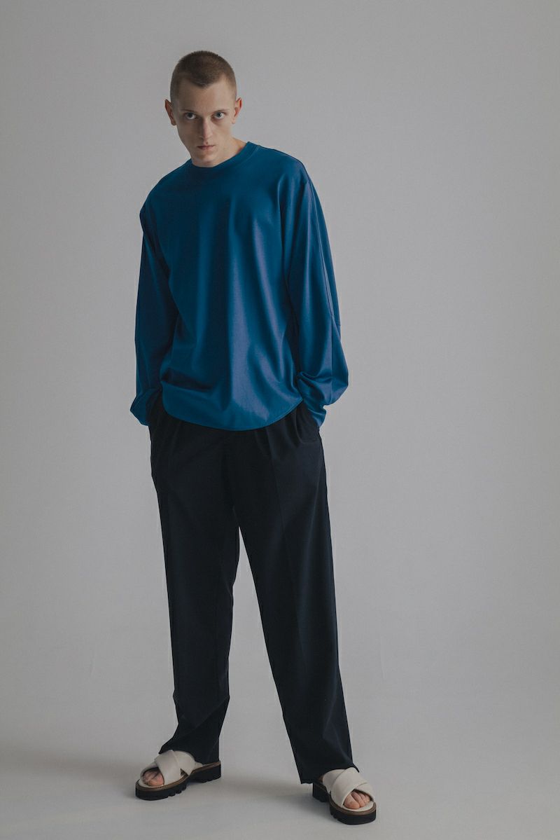 SUMMER WOOL TWO TUCK PANTS[D.NAVY]