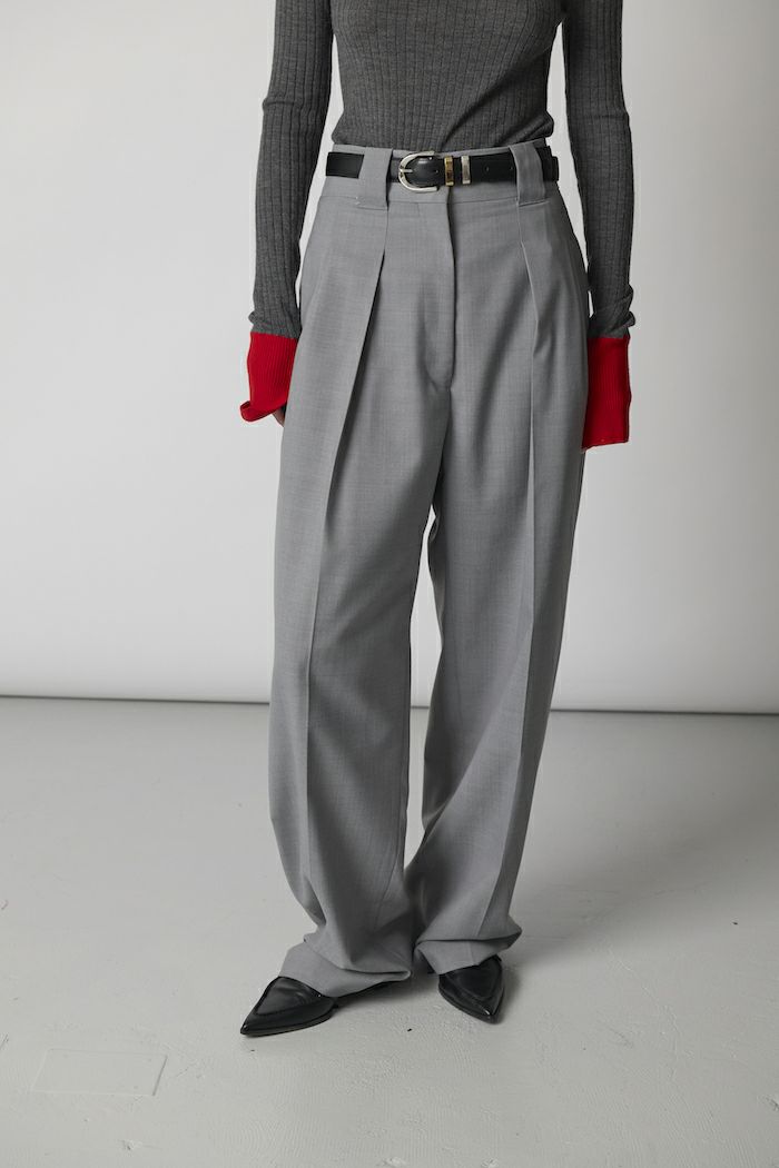 【美品】CINOH  (W)DOUBLE BELT TWO TUCK PANTS