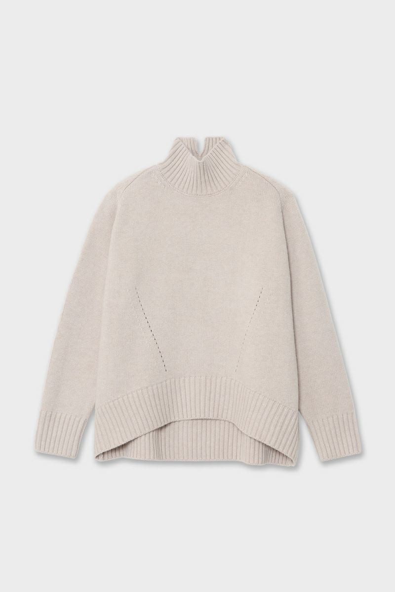 WOOLオーバーサイズハイネックニット[L.BEIGE] | CINOH