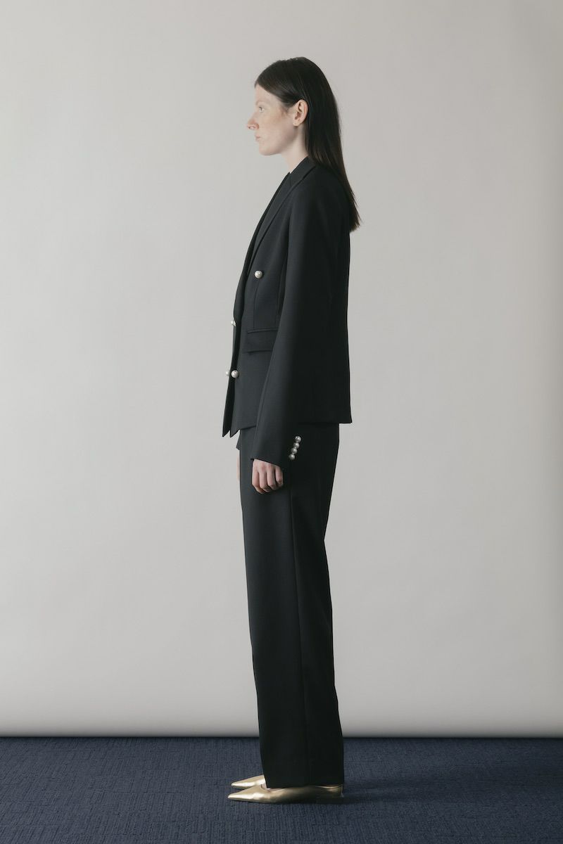 OBLIQUE W JACKET[ブラック×パールボタン] | CINOH