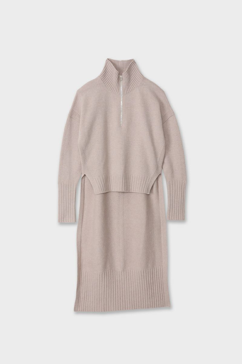 ウールハーフジップニット[BEIGE] | CINOH