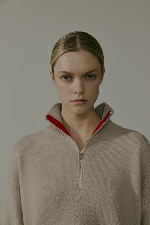 ウールハーフジップニット[BEIGE] | CINOH