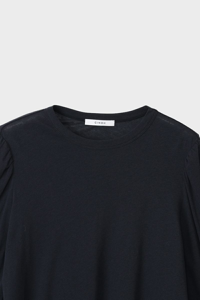 CINOH◆PUFF SLEEVE BLOUSE/長袖パフスリーブラウス/38/コットン/ブラック/黒/無地/ Puff Sleeve Blouse — Black – La Garçonne